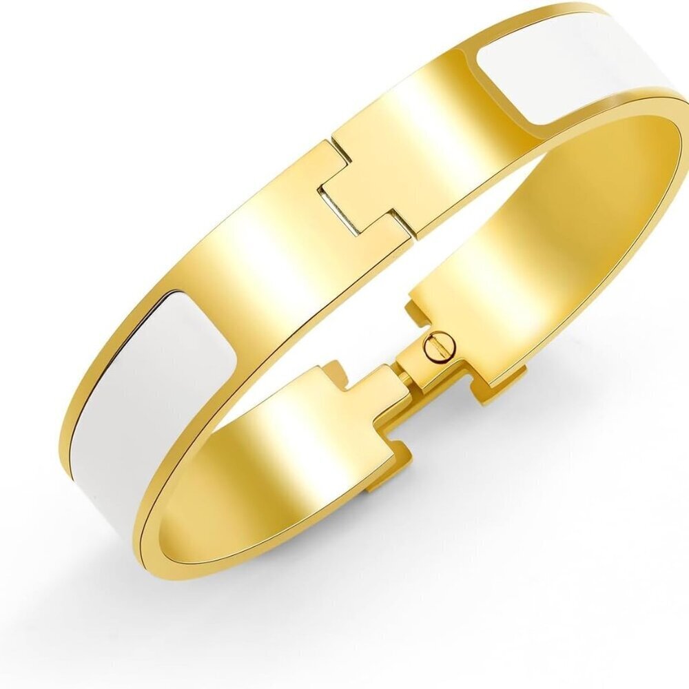 Gold Plated Bangle Bracelet for Women Letter Enamel Couple Jewelry Gift
